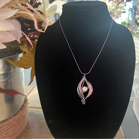 925 Sterling Silver & Pearl Pendant Necklace - Picture 1 of 9
